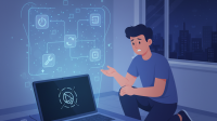 Ilustrasi Laptop Black Screen atau Hang