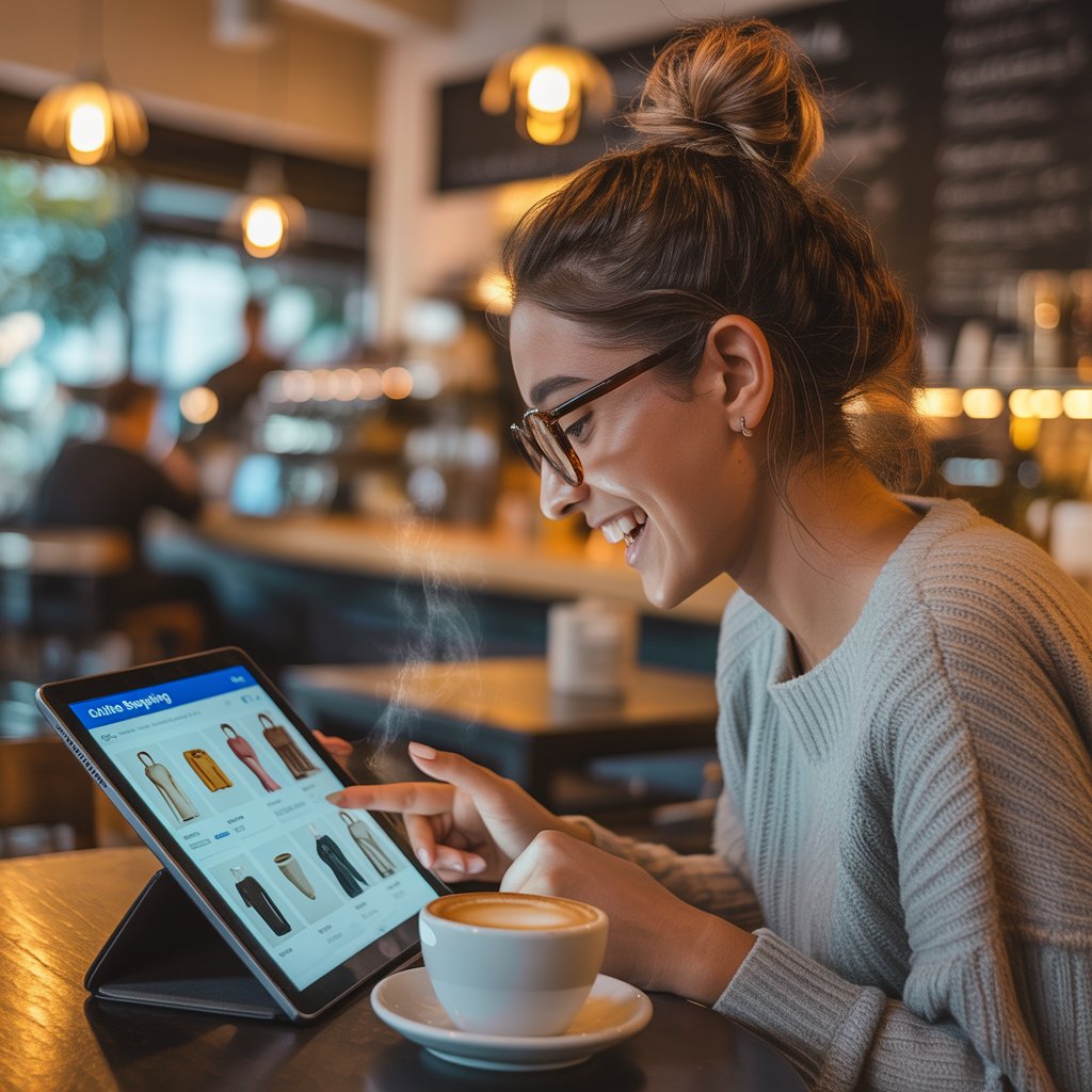 masyarakat yang beralih ke belanja online melalui aplikasi e-commerce di tengah menurunnya kunjungan ke toko konvensional