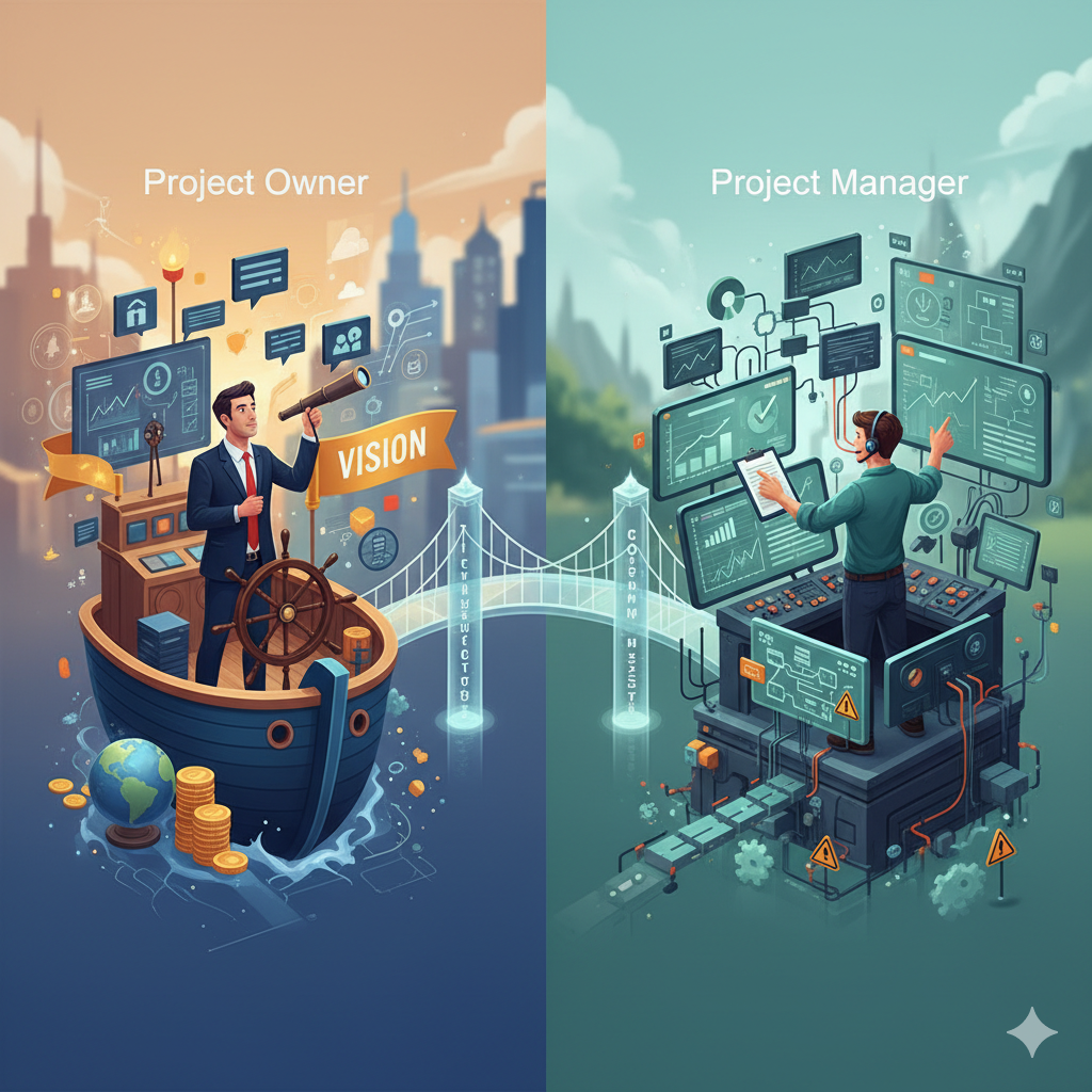 Ilustrasi Perbedaan Project Owner dan Project Manager