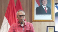 Komisioner Bidang Hubungan Kelembagaan dan Tata Kelola Handoko Agung Saputro menyampaikan, keberadaan media menjadi faktor kunci agar informasi terkait kebijakan pemerintah, penggunaan anggaran, hingga program publik dapat diketahui secara luas oleh masyarakat./Foto InfoPublik/Wandi
