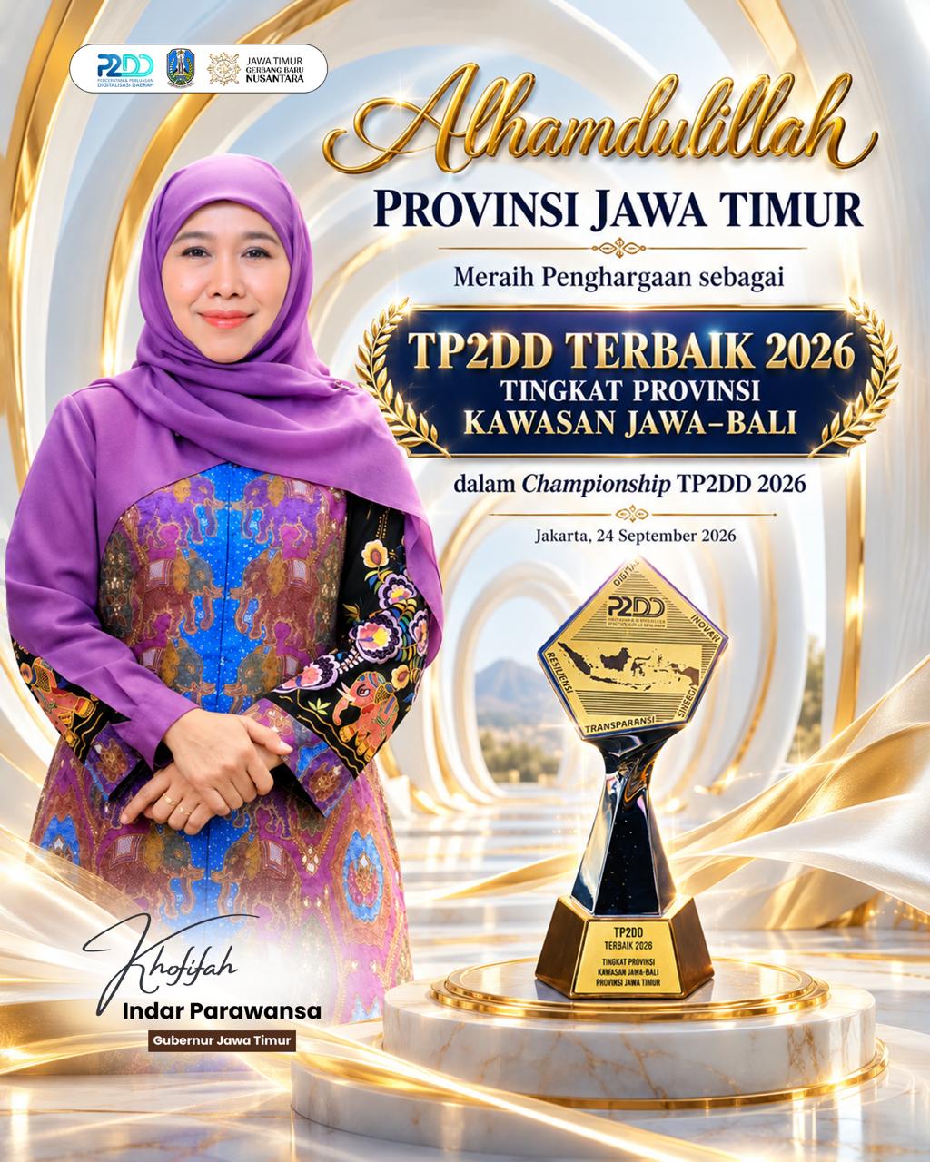 TP2DD Jatim Sabet Penghargaan Terbaik Se-Jawa Bali 2026, Khofifah Tekankan Manfaat Digitalisasi