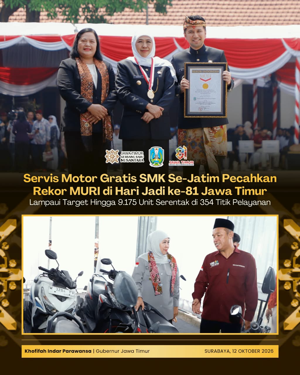 Hari Jadi ke-81 Jatim, Servis Motor Gratis SMK Se-Jatim Lampaui Target dengan 9.175 Unit