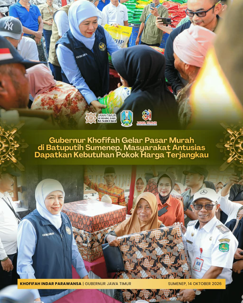 Semarak HUT ke-81 Jatim, Khofifah Hadirkan Pasar Murah bagi Warga Batuputih Sumenep