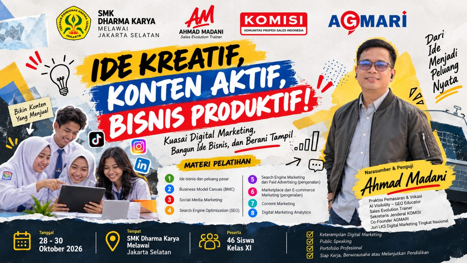 SMK Dharma Karya Bekali 46 Siswa dengan Digital Marketing dan Keterampilan Bisnis Kreatif