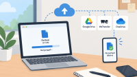 Ilustrasi cara mengirim file besar secara online melalui layanan cloud